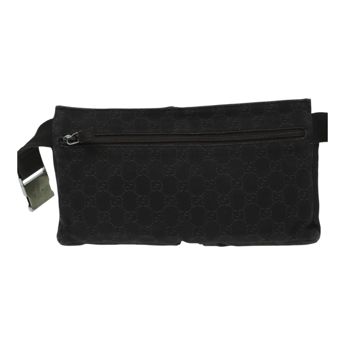 GUCCI GG Canvas Waist bag Black Silver Auth ep5825