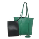 BALENCIAGA Tote Bag Leather 2way Green Silver Auth ep5837-1