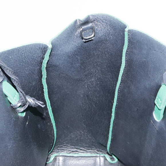 BALENCIAGA Tote Bag Leather 2way Green Silver Auth ep5837