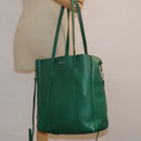 BALENCIAGA Tote Bag Leather 2way Green Silver Auth ep5837-26
