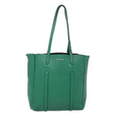 BALENCIAGA Tote Bag Leather 2way Green Silver Auth ep5837-13