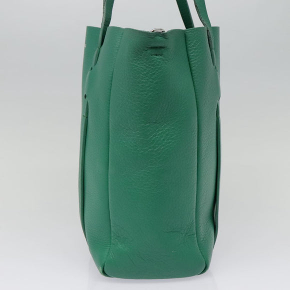 BALENCIAGA Tote Bag Leather 2way Green Silver Auth ep5837