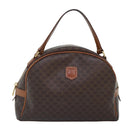 CELINE Macadam Canvas Hand Bag PVC Leather Brown Gold Auth ep5852-13