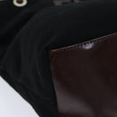 FENDI Hand Bag Wool Leather Black Brown Silver Auth ep5859-15