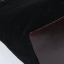 FENDI Hand Bag Wool Leather Black Brown Silver Auth ep5859-9