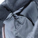 FENDI Hand Bag Wool Leather Black Brown Silver Auth ep5859-18