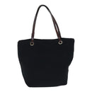 FENDI Hand Bag Wool Leather Black Brown Silver Auth ep5859-2