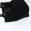 FENDI Hand Bag Wool Leather Black Brown Silver Auth ep5859-4
