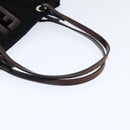 FENDI Hand Bag Wool Leather Black Brown Silver Auth ep5859-7