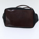 FENDI Hand Bag Wool Leather Black Brown Silver Auth ep5859-5