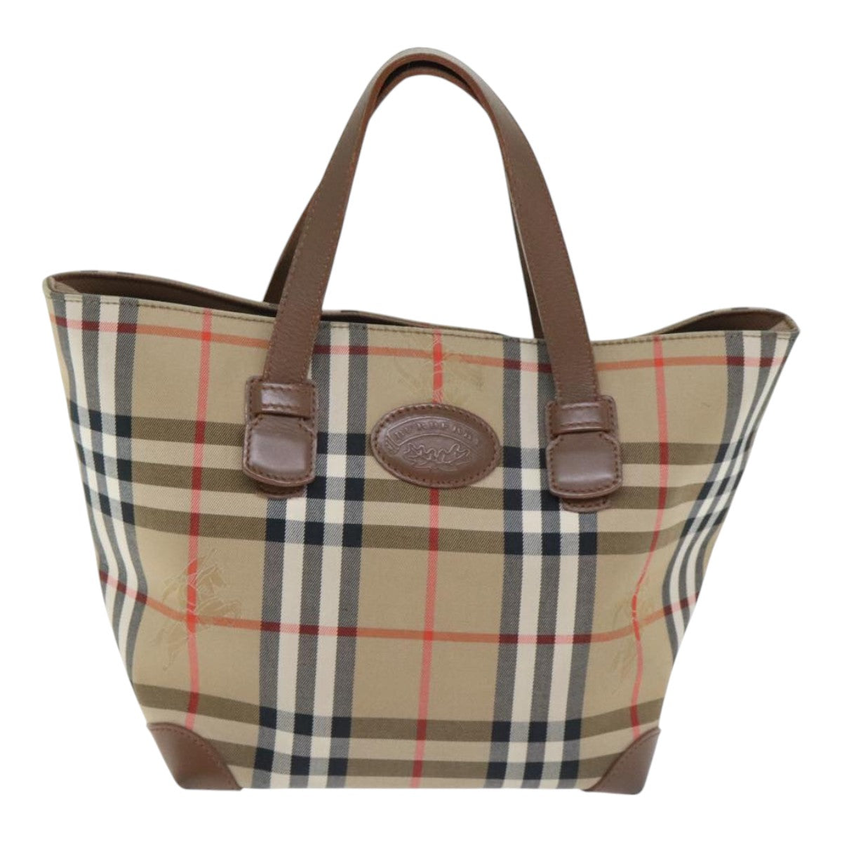 BURBERRY Nova Check Tote Bag Canvas Leather Beige Brown gold Auth ep5873