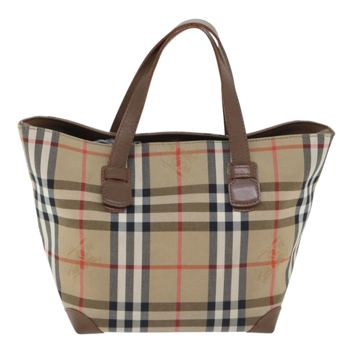 BURBERRY Nova Check Tote Bag Canvas Leather Beige Brown gold Auth ep5873 - 0