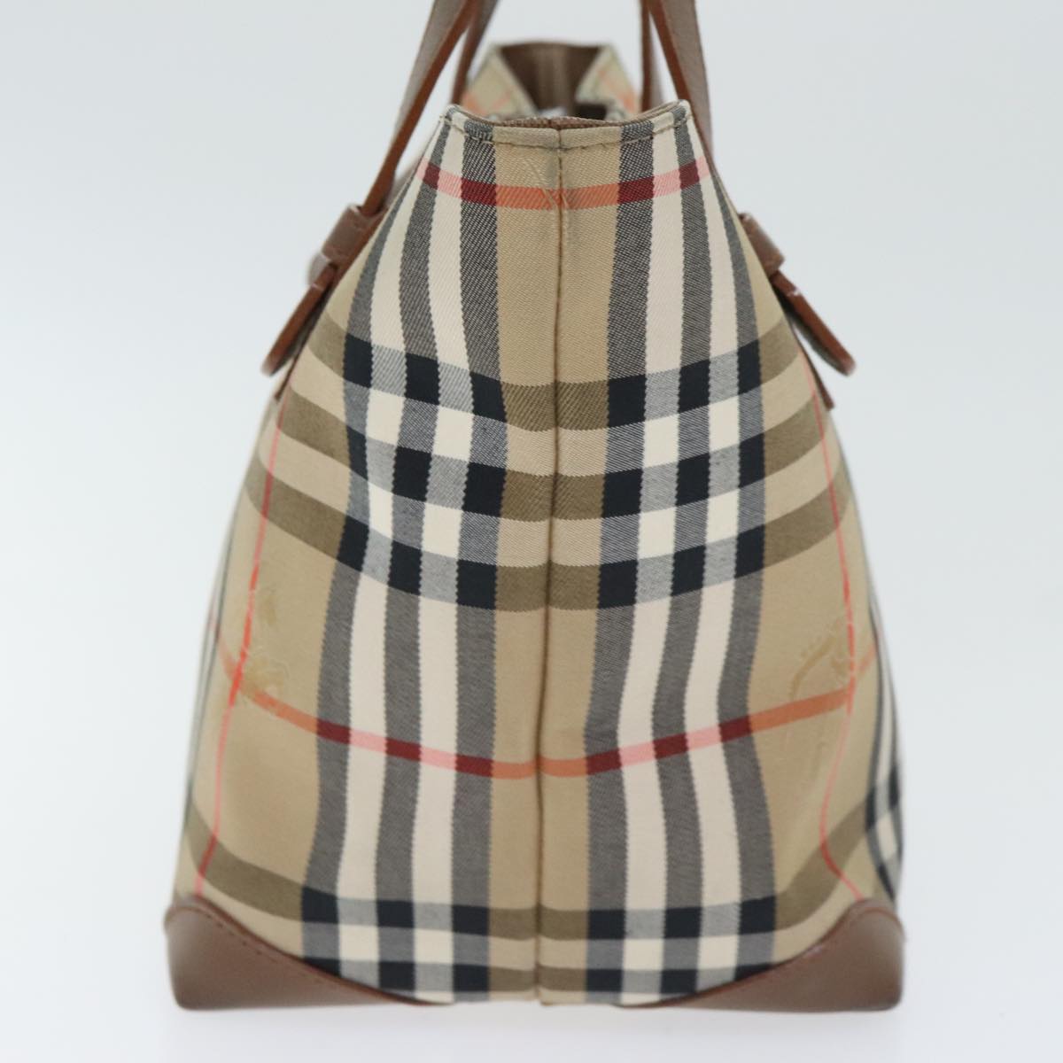 BURBERRY Nova Check Tote Bag Canvas Leather Beige Brown gold Auth ep5873