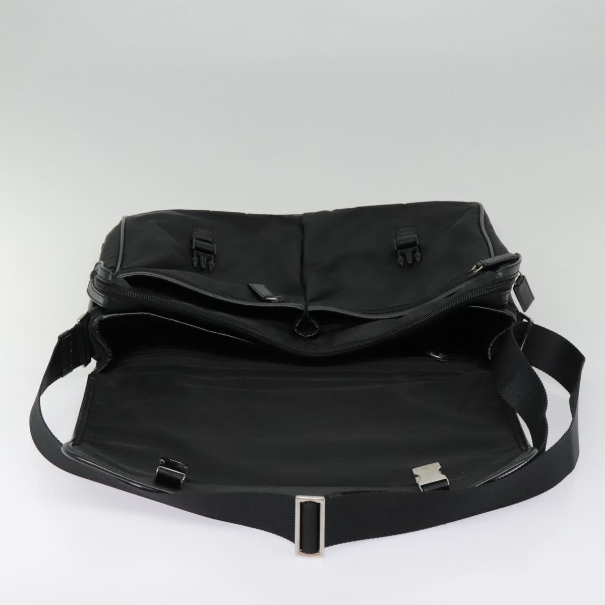 PRADA Shoulder Bag Nylon Black Silver Auth ep5890