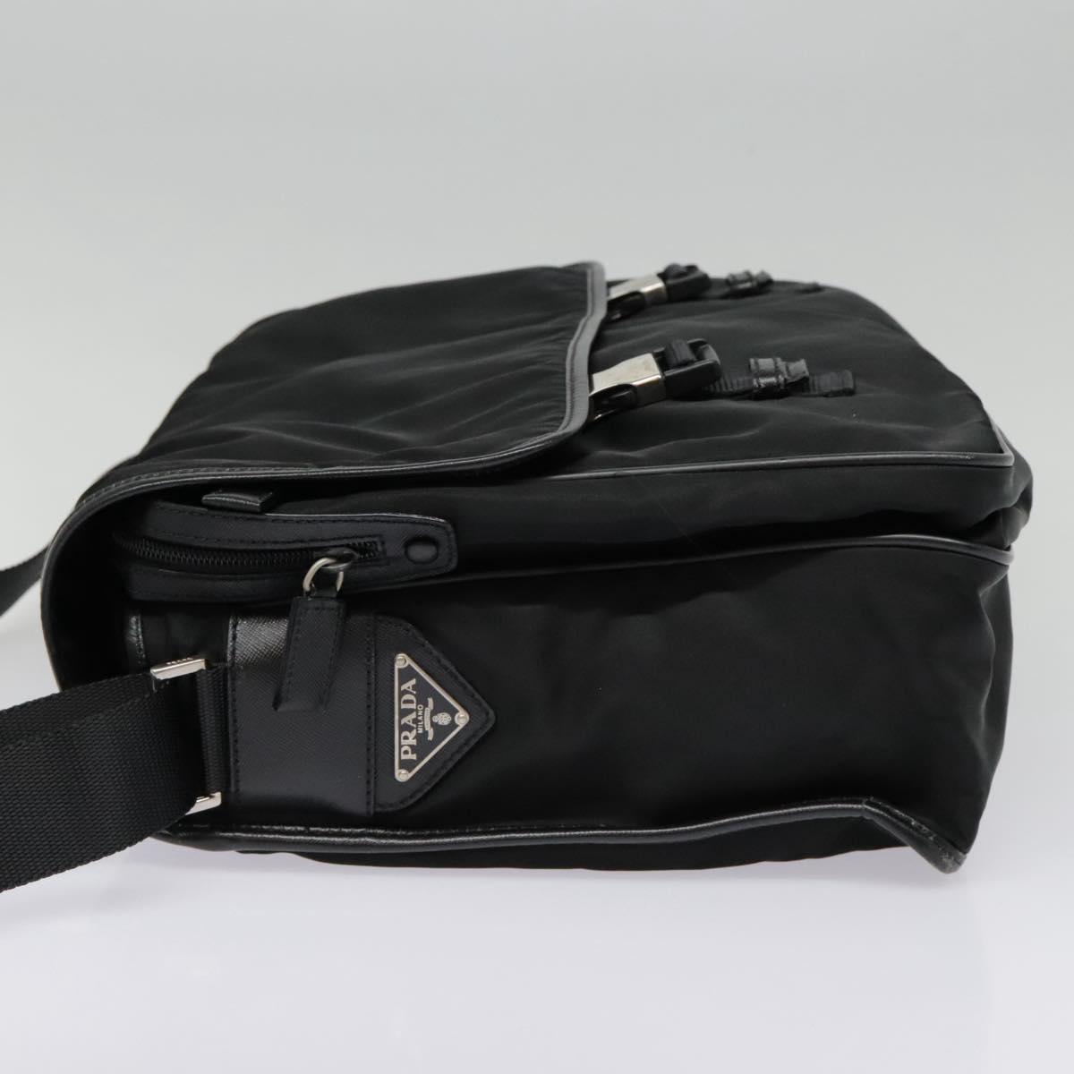 PRADA Shoulder Bag Nylon Black Silver Auth ep5890