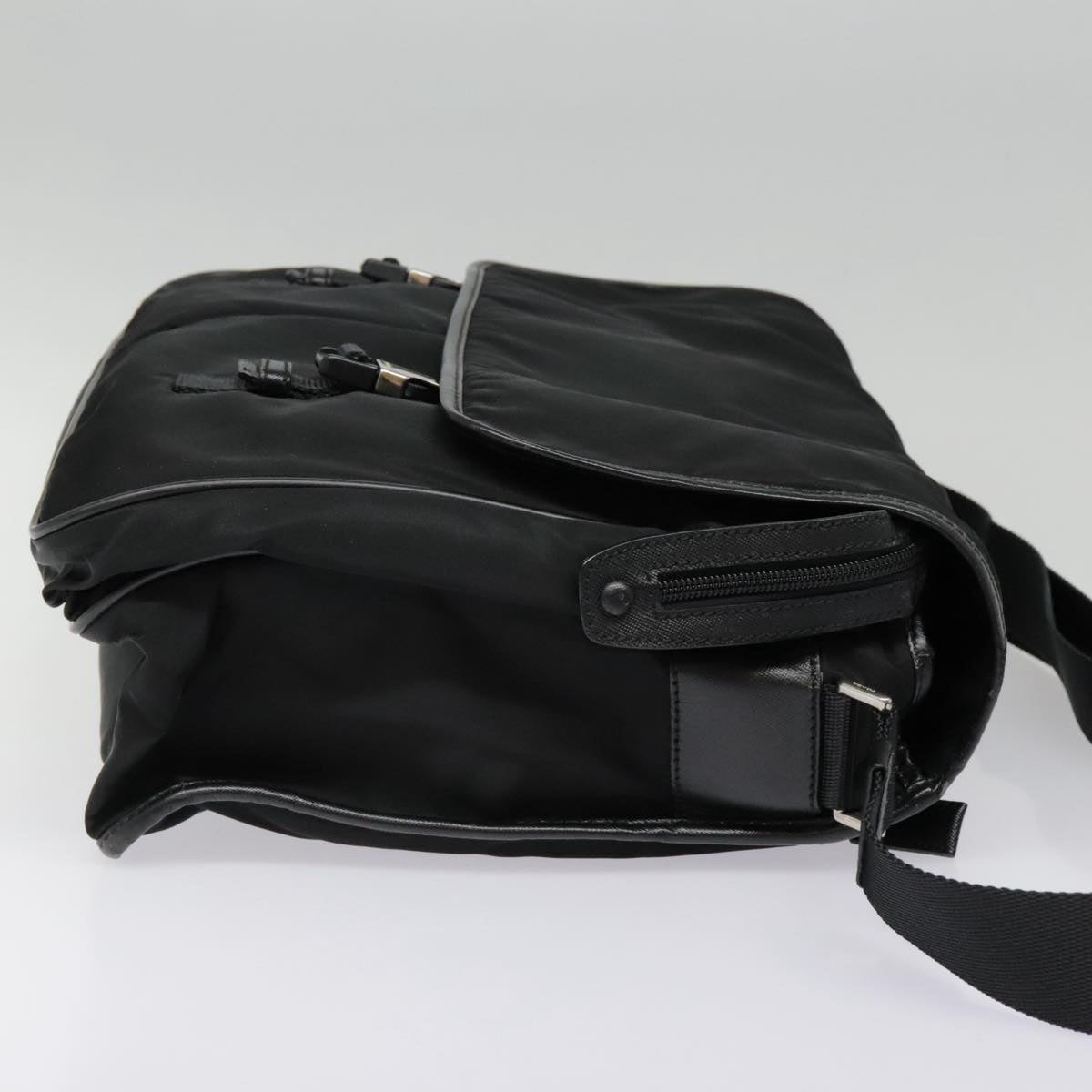 PRADA Shoulder Bag Nylon Black Silver Auth ep5890