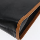 CELINE Clutch Bag Leather Black Gold Auth ep5897-16
