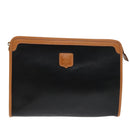 CELINE Clutch Bag Leather Black Gold Auth ep5897-13
