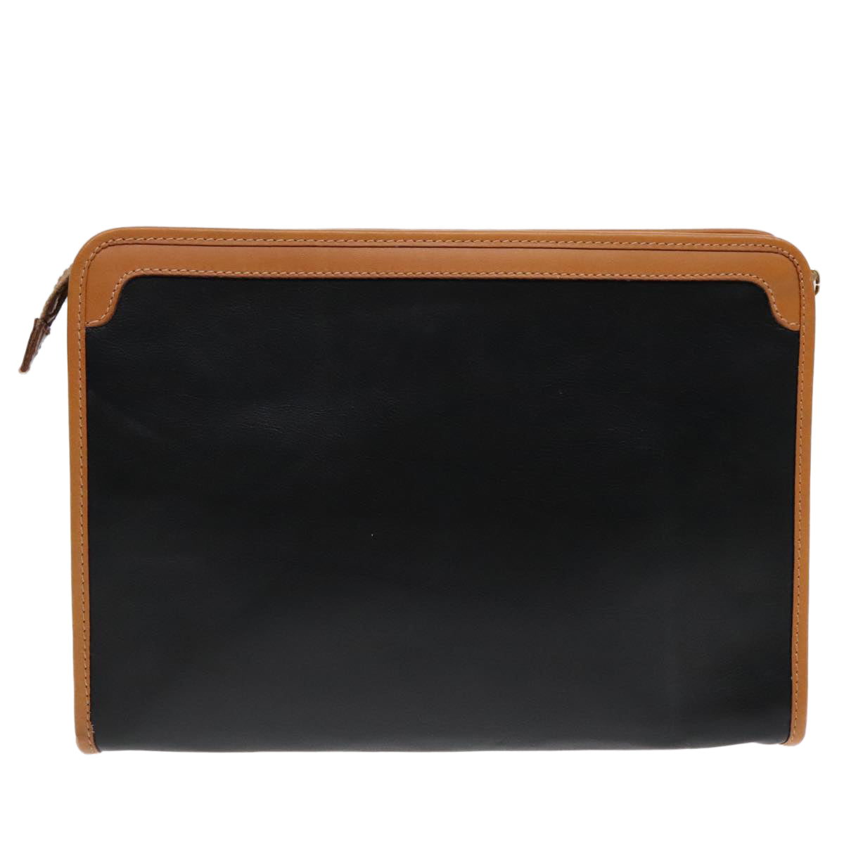 CELINE Clutch Bag Leather Black Gold Auth ep5897 - 0