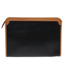 CELINE Clutch Bag Leather Black Gold Auth ep5897-2