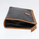 CELINE Clutch Bag Leather Black Gold Auth ep5897-3