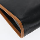 CELINE Clutch Bag Leather Black Gold Auth ep5897-15