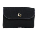 Christian Dior Trotter Canvas Chain Shoulder Bag Gold Black Auth ep5899-1