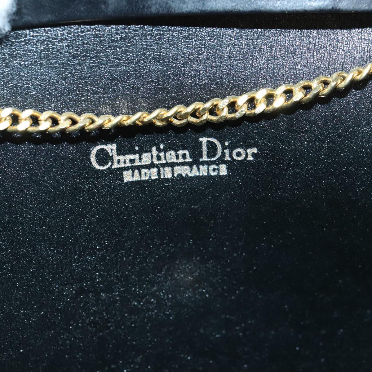 Christian Dior Trotter Canvas Chain Shoulder Bag Gold Black Auth ep5899