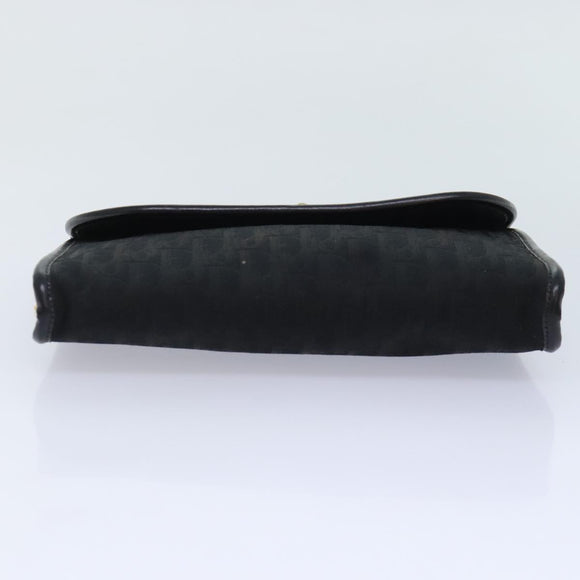 Christian Dior Trotter Canvas Chain Shoulder Bag Gold Black Auth ep5899