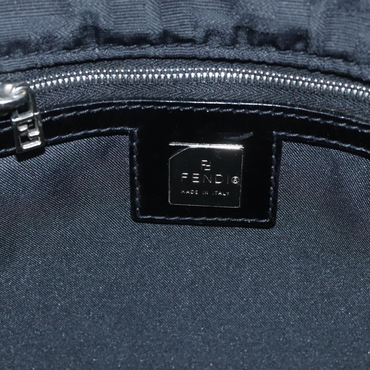 FENDI Zucca Canvas Hand Bag Black Silver Auth ep5941