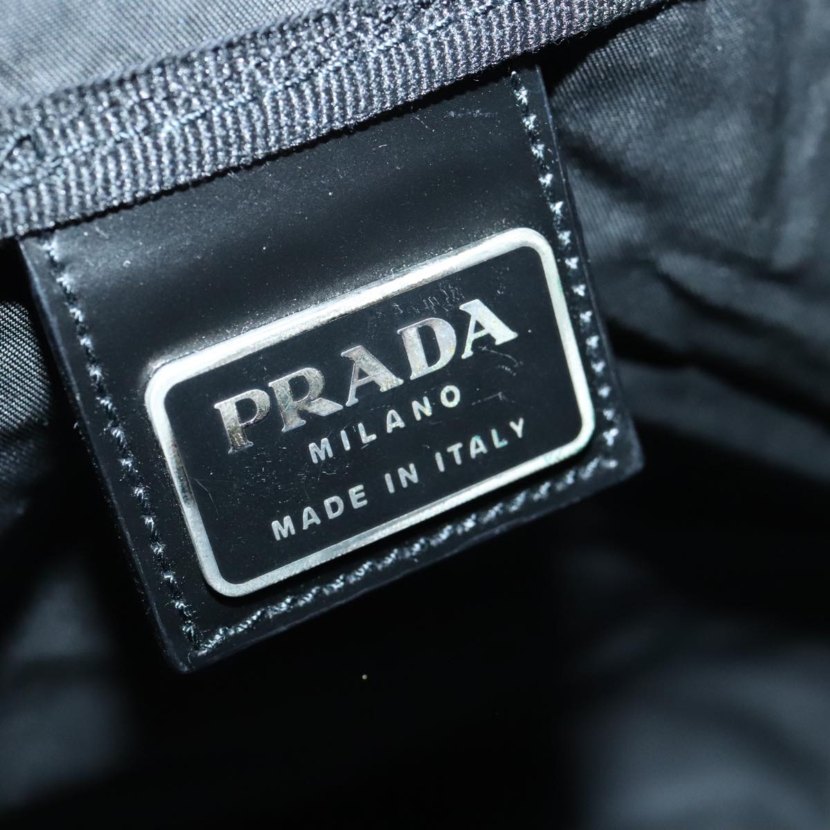 PRADA Boston Bag Nylon 2way Black Silver Auth ep5942