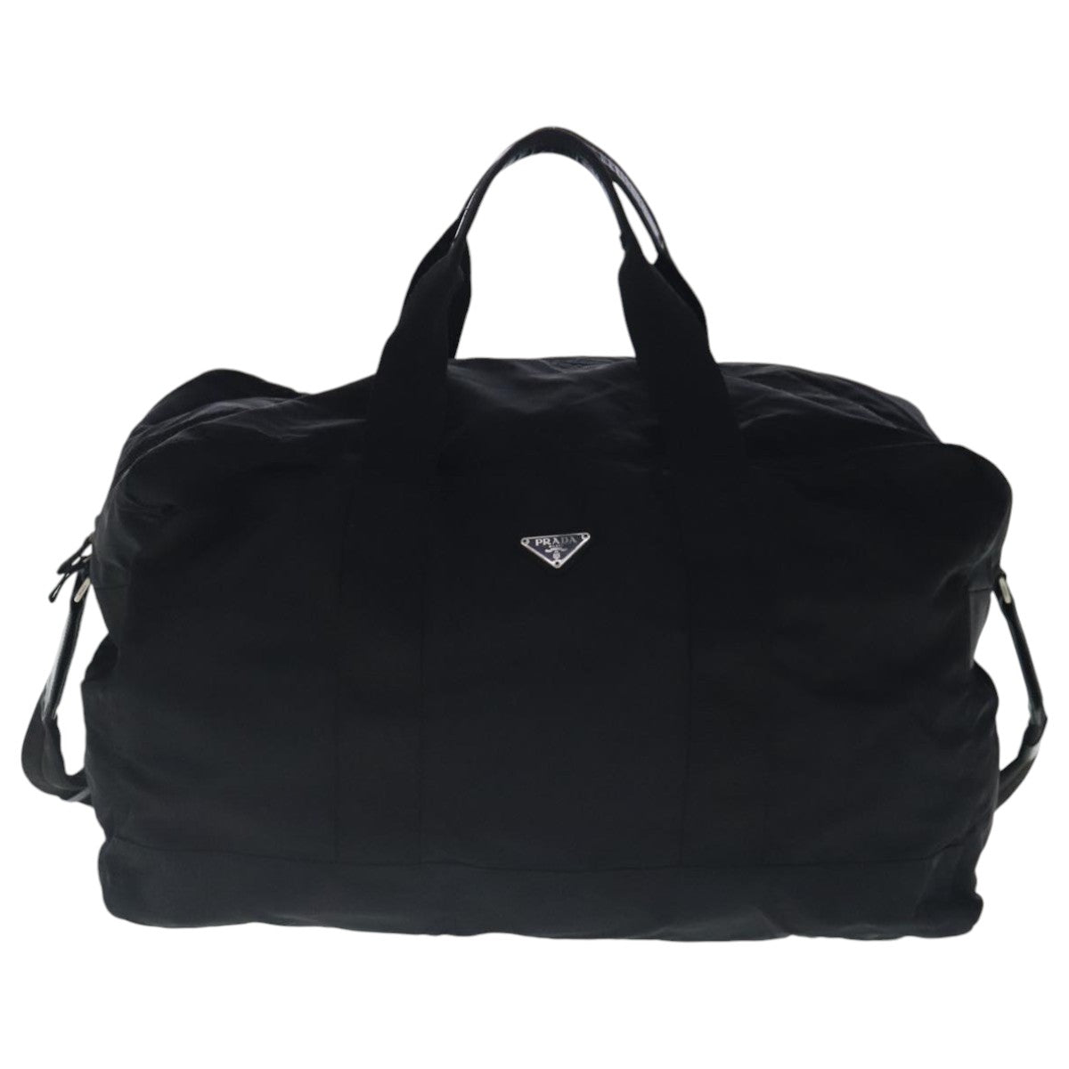 PRADA Boston Bag Nylon 2way Black Silver Auth ep5942