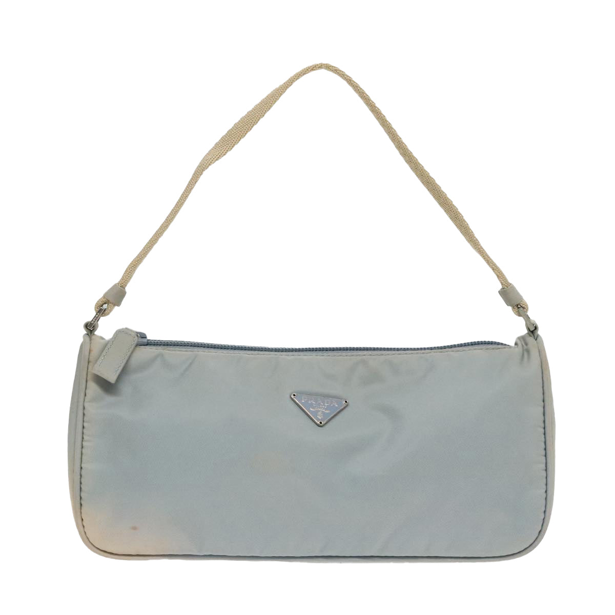 PRADA Pouch Nylon Blue Beige Silver Auth ep5947 - 0