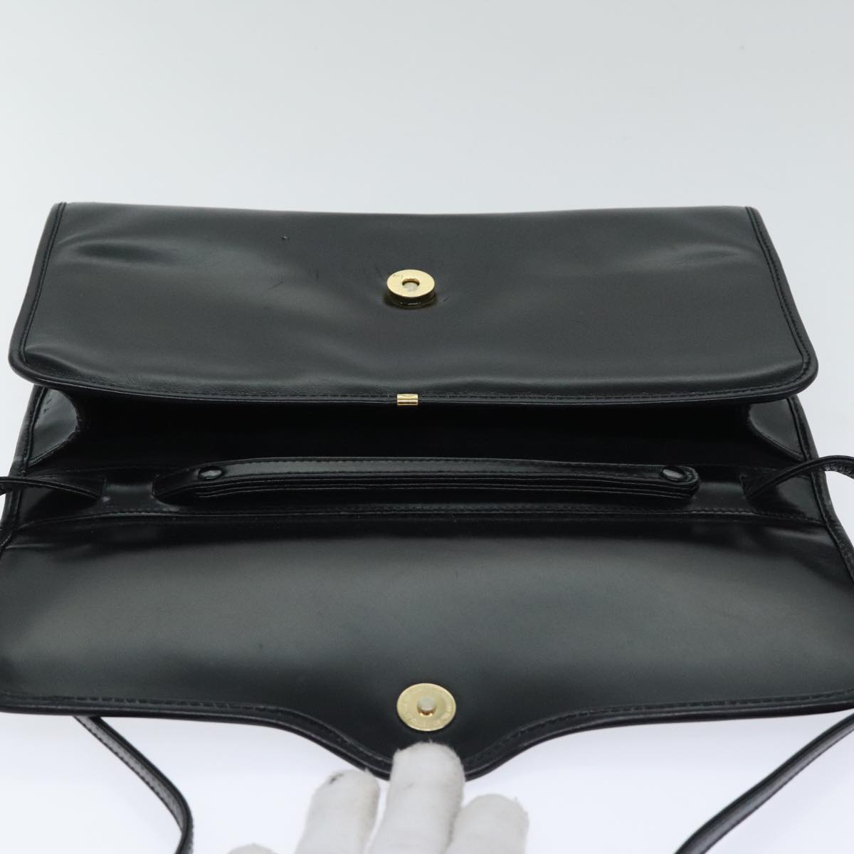 GUCCI Shoulder Bag Leather Black Auth ep5952