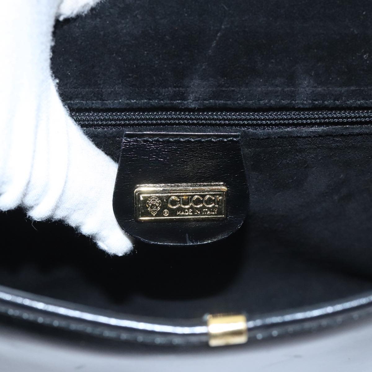 GUCCI Shoulder Bag Leather Black Auth ep5952