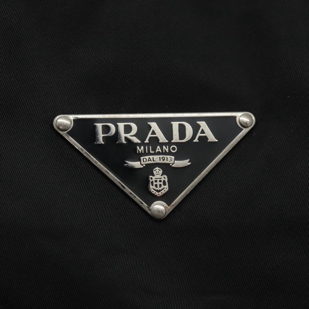 PRADA Boston Bag Nylon Black Silver Auth ep5957