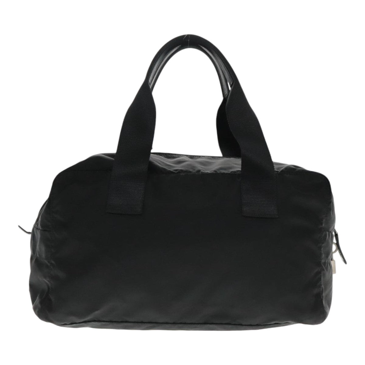 PRADA Boston Bag Nylon Black Silver Auth ep5957