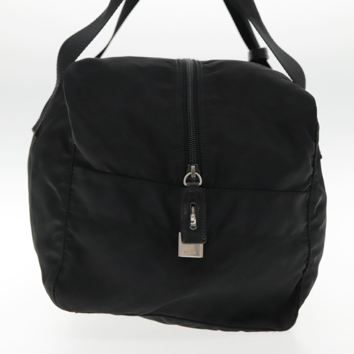 PRADA Boston Bag Nylon Black Silver Auth ep5957