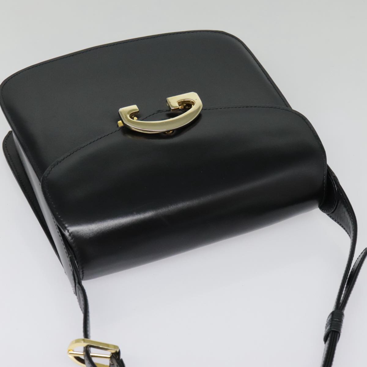 GUCCI Shoulder Bag Leather Black Auth ep5961