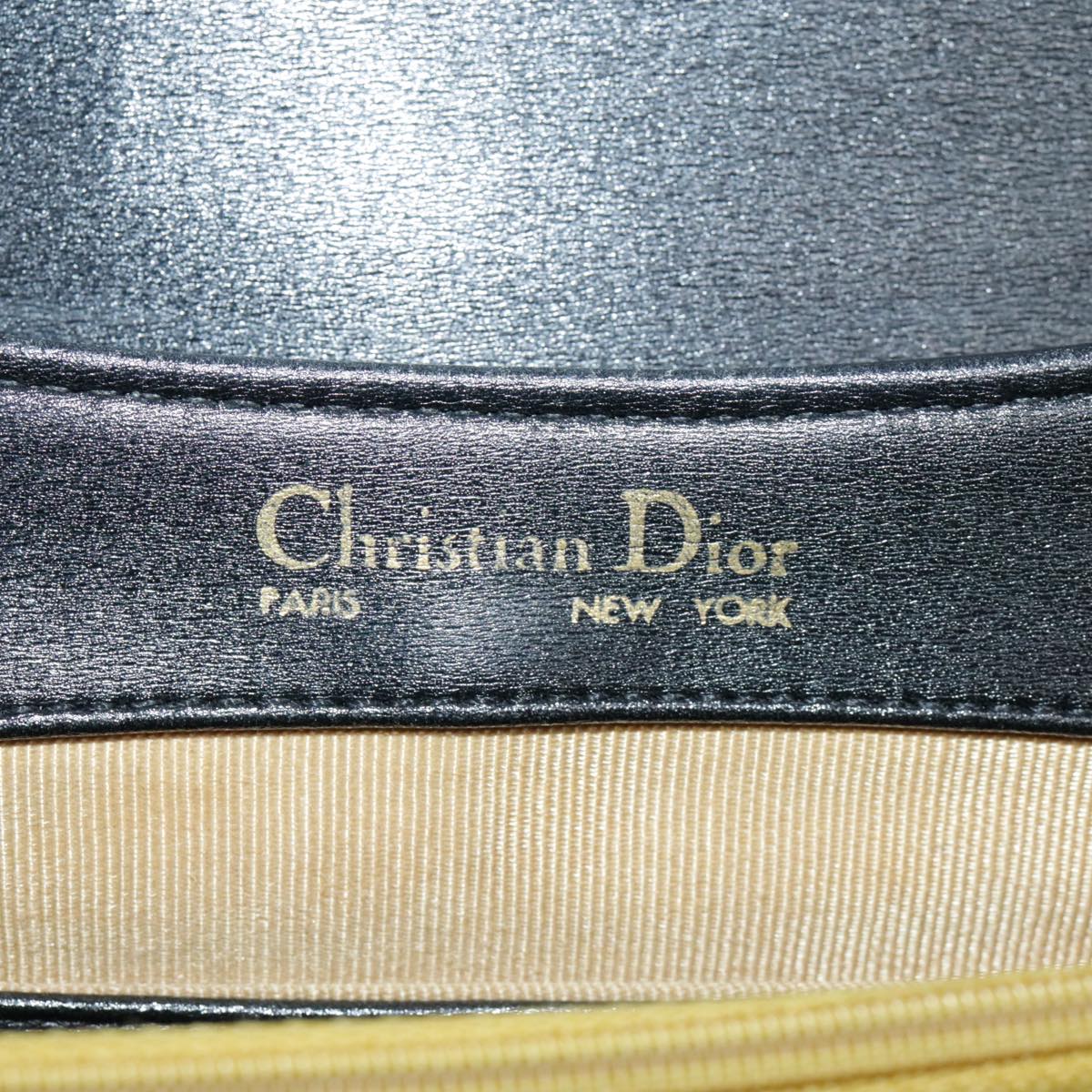 Christian Dior Shoulder Bag Leather Black Gold Auth ep5971