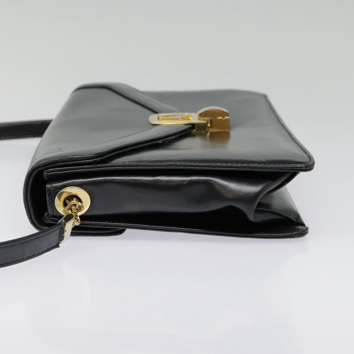 Christian Dior Shoulder Bag Leather Black Gold Auth ep5971