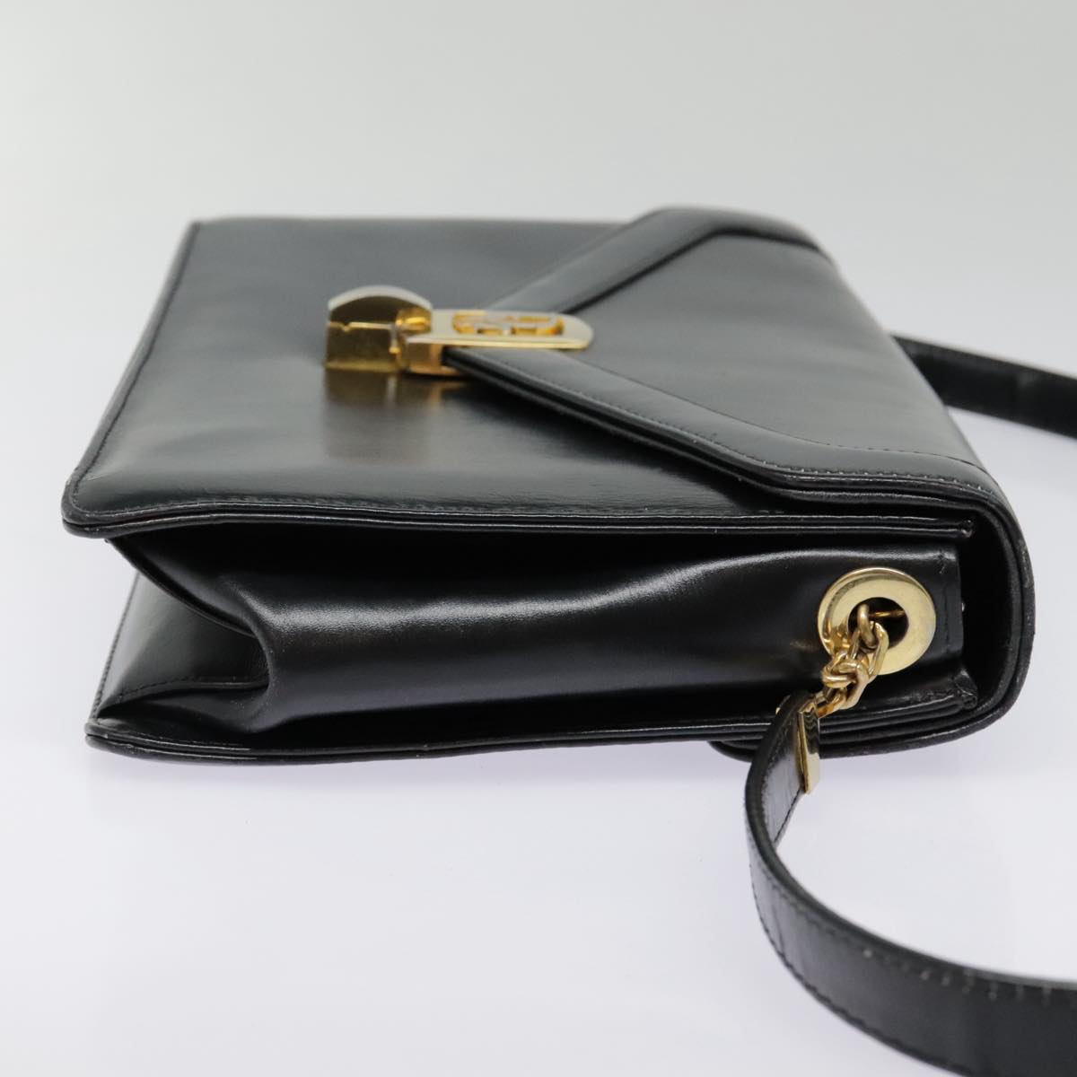 Christian Dior Shoulder Bag Leather Black Gold Auth ep5971