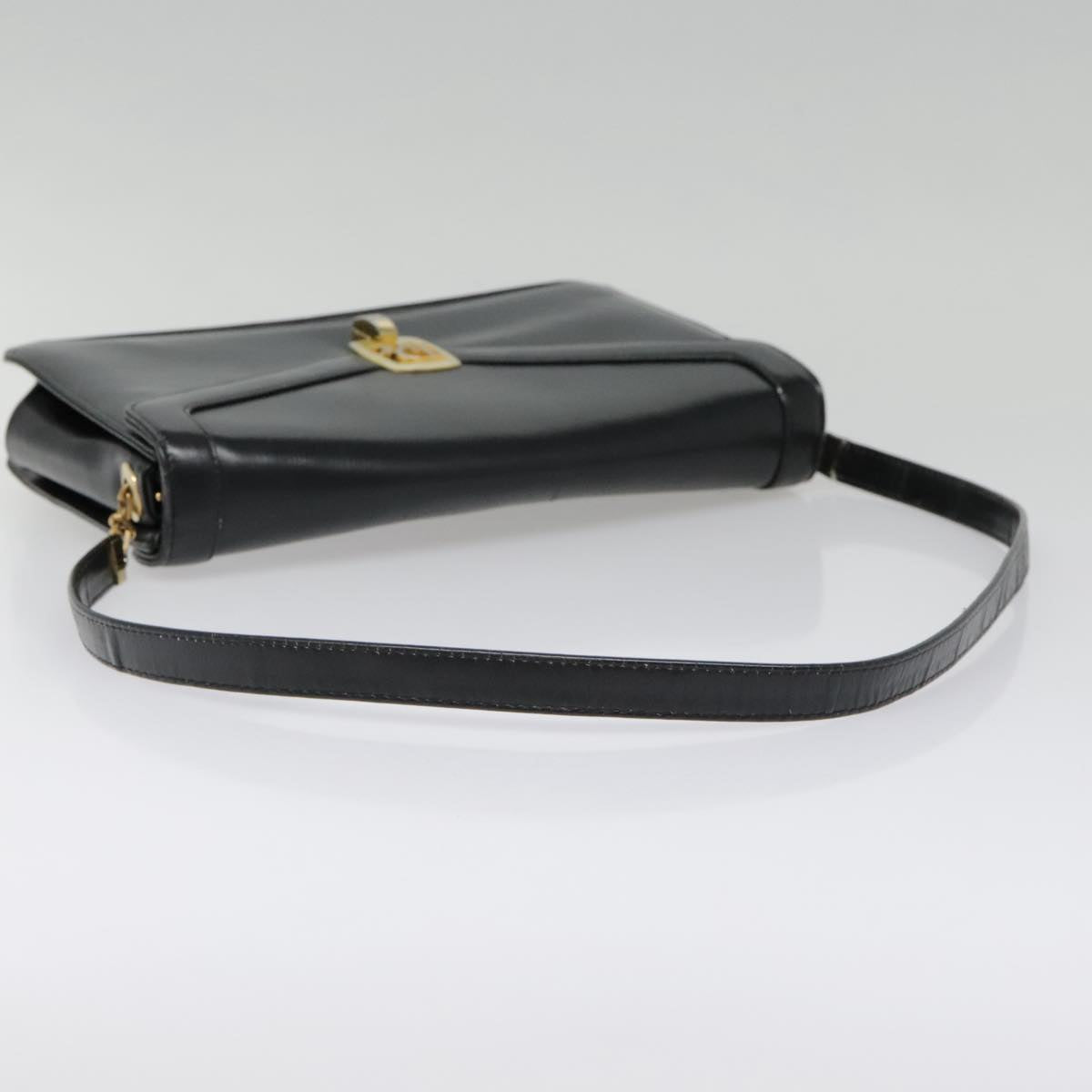 Christian Dior Shoulder Bag Leather Black Gold Auth ep5971