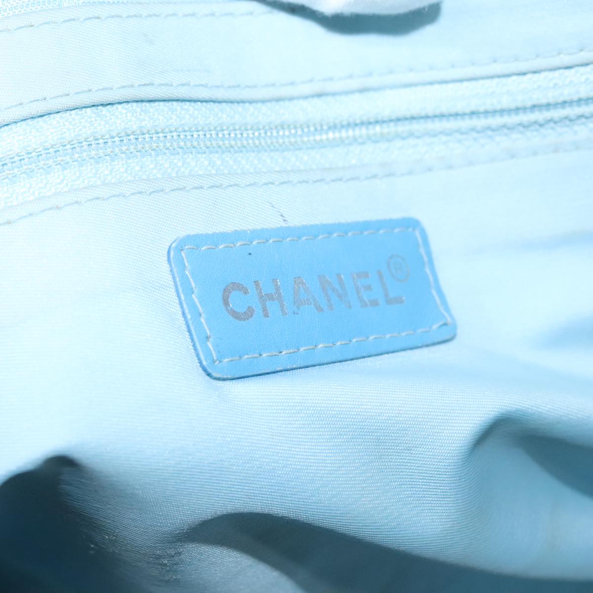 CHANEL New Travel Line Tote Bag Nylon Blue Silver CC Auth ep5975