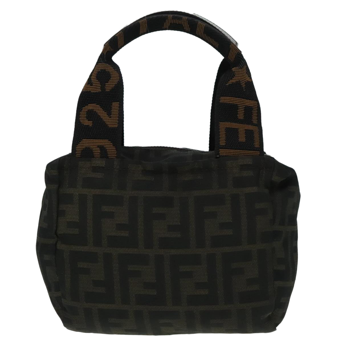 FENDI Zucca Canvas Hand Bag Brown Black Auth ep5977 - 0