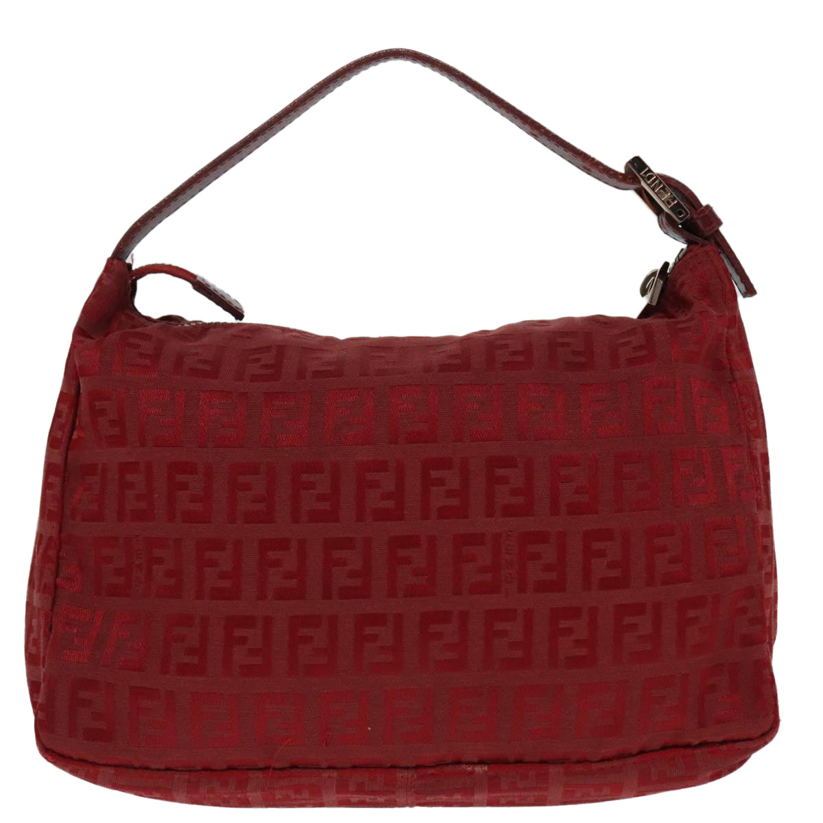 FENDI Zucchino Canvas Hand Bag Red Silver Auth ep5978 - 0