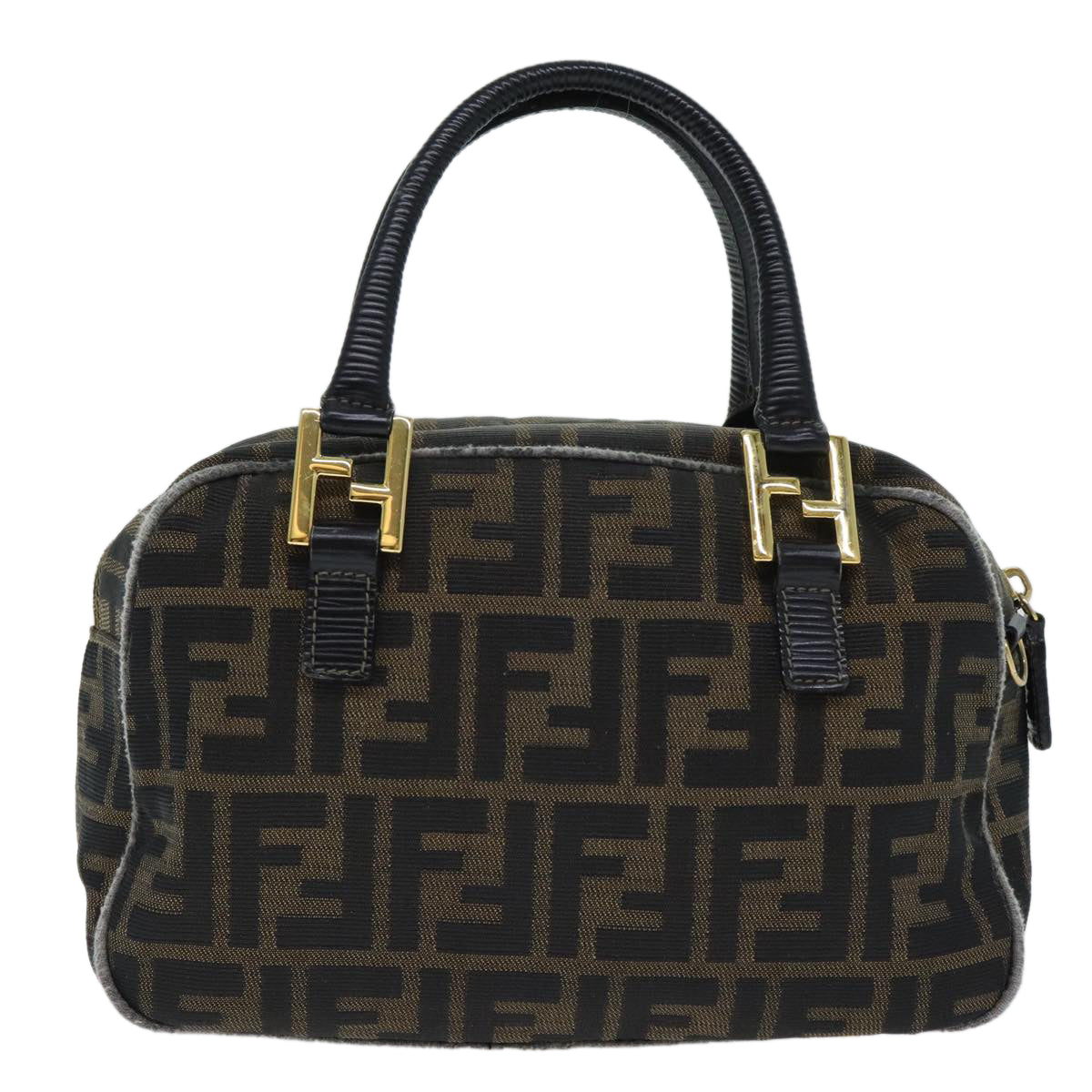 FENDI Zucca Canvas Hand Bag Brown Black Auth ep5979 - 0