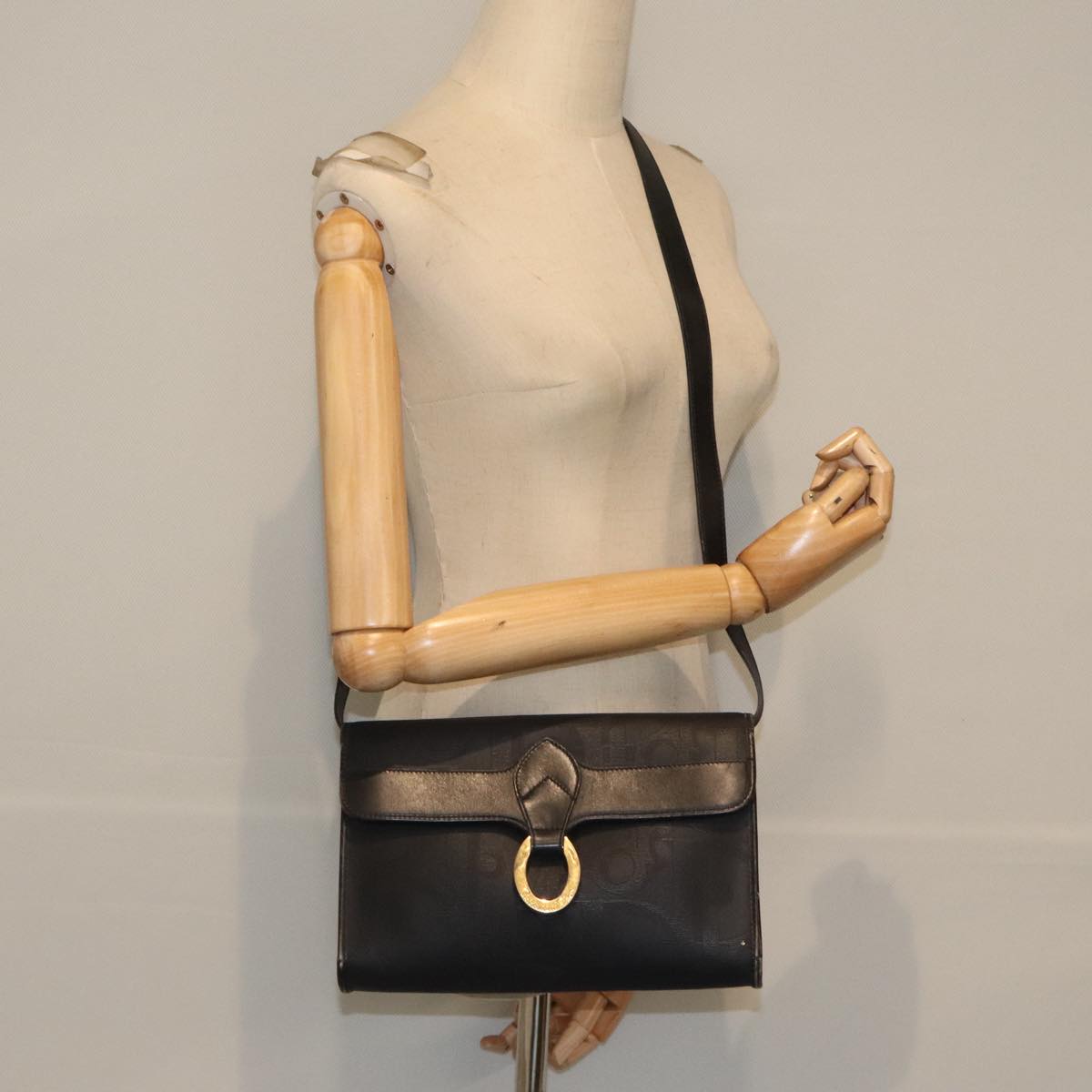 Christian Dior Trotter Canvas Shoulder Bag Black Auth ep5980