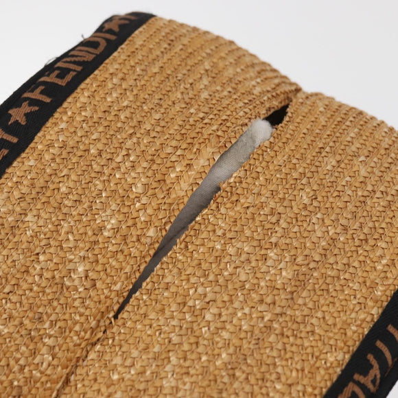 FENDI Tote Bag Straw Beige Auth ep5982