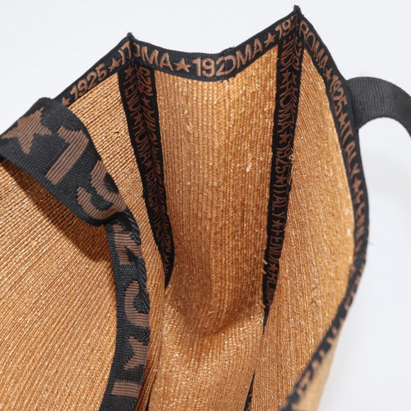 FENDI Tote Bag Straw Beige Auth ep5982